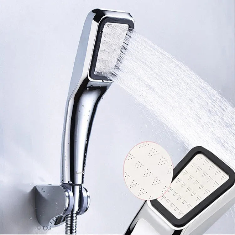 Hand-held pressurised shower with rain function for bathroom use, orange plastic shower head with standard temperature and pressure operation suitable for shower sets