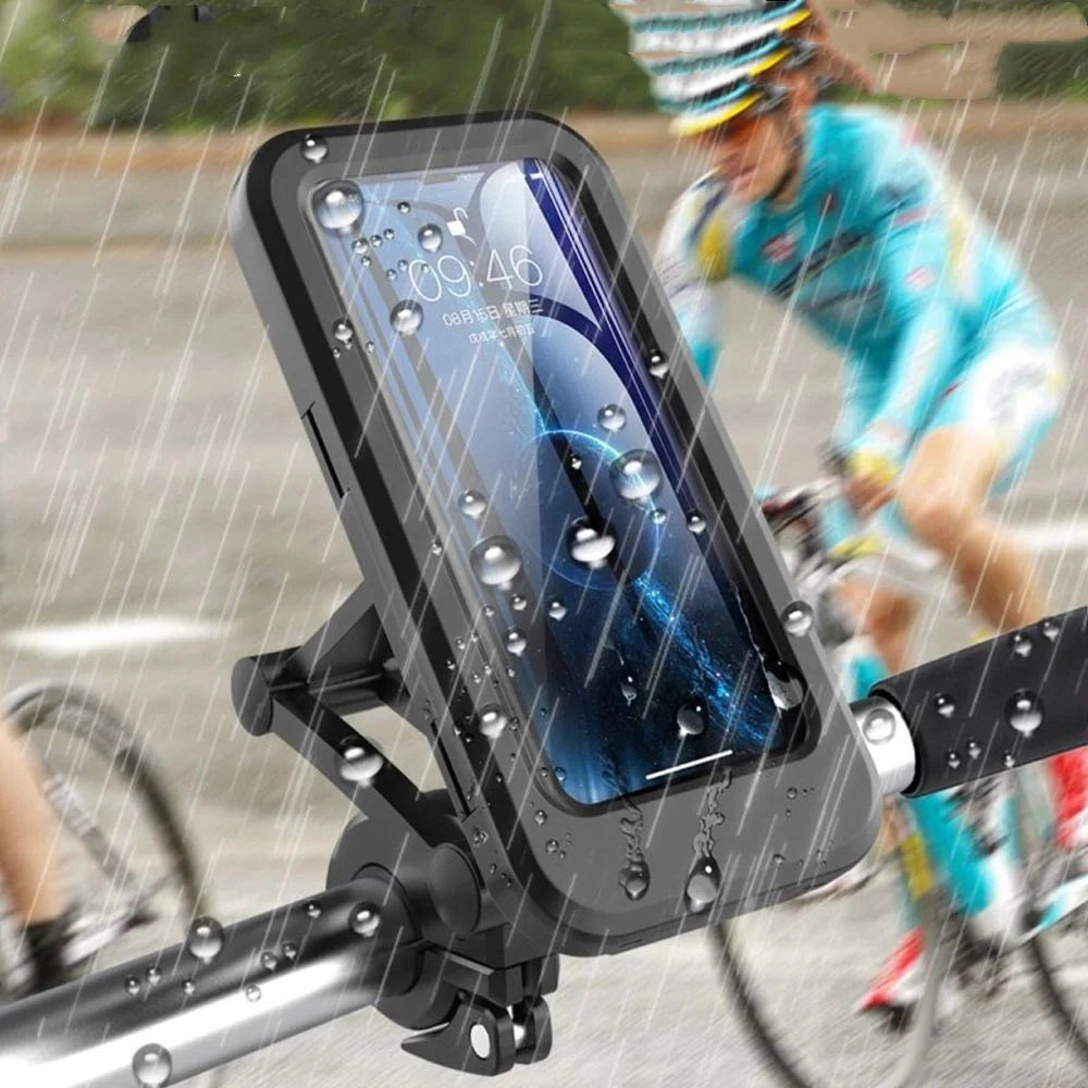 360 Rotatable Waterproof Bike Phone Holder with Non-slip Clip on handlebar