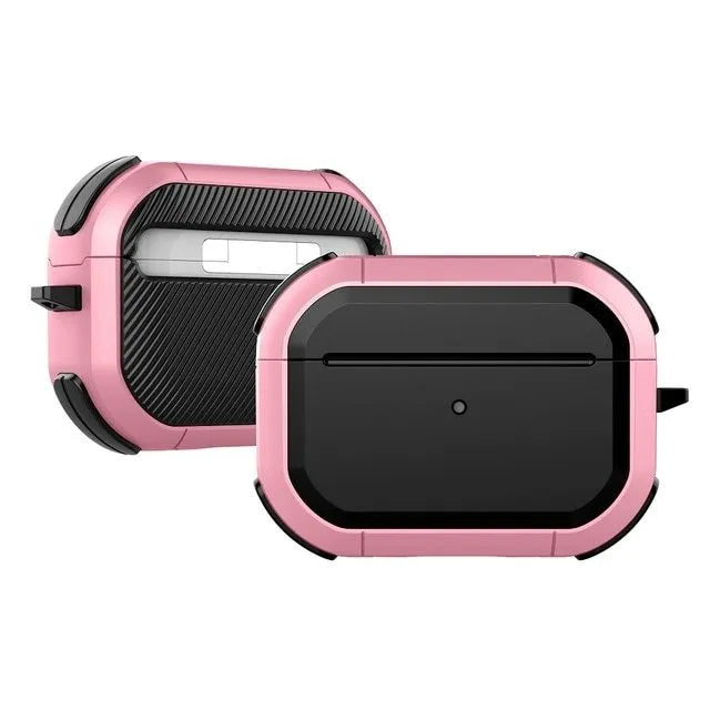 Black TPU and PC protective shell case for Apple AirPods 1, 2, and AirPods Pro charging case