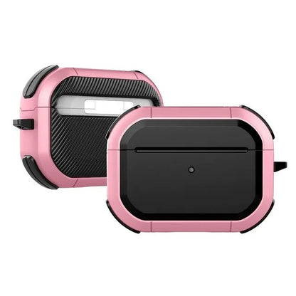 Black TPU and PC protective shell case for Apple AirPods 1, 2, and AirPods Pro charging case
