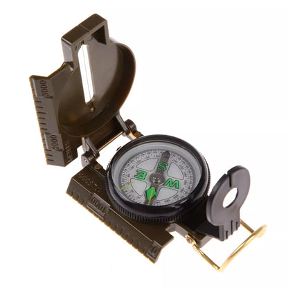 Army Green Aluminum Alloy Compass for outdoor navigation, compact and durable