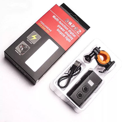 Waterproof cycling light with 750 lumens brightness and USB charging