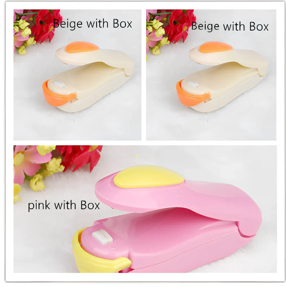 Mini hand pressure heat sealing machine measuring 10cm with magnetic base for plastic bag food preservation