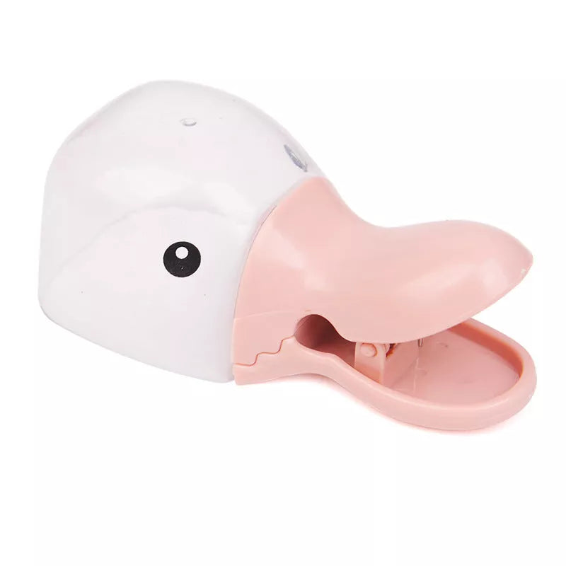 Multi-function cat food seal clip in light blue, light green, beige, and pink