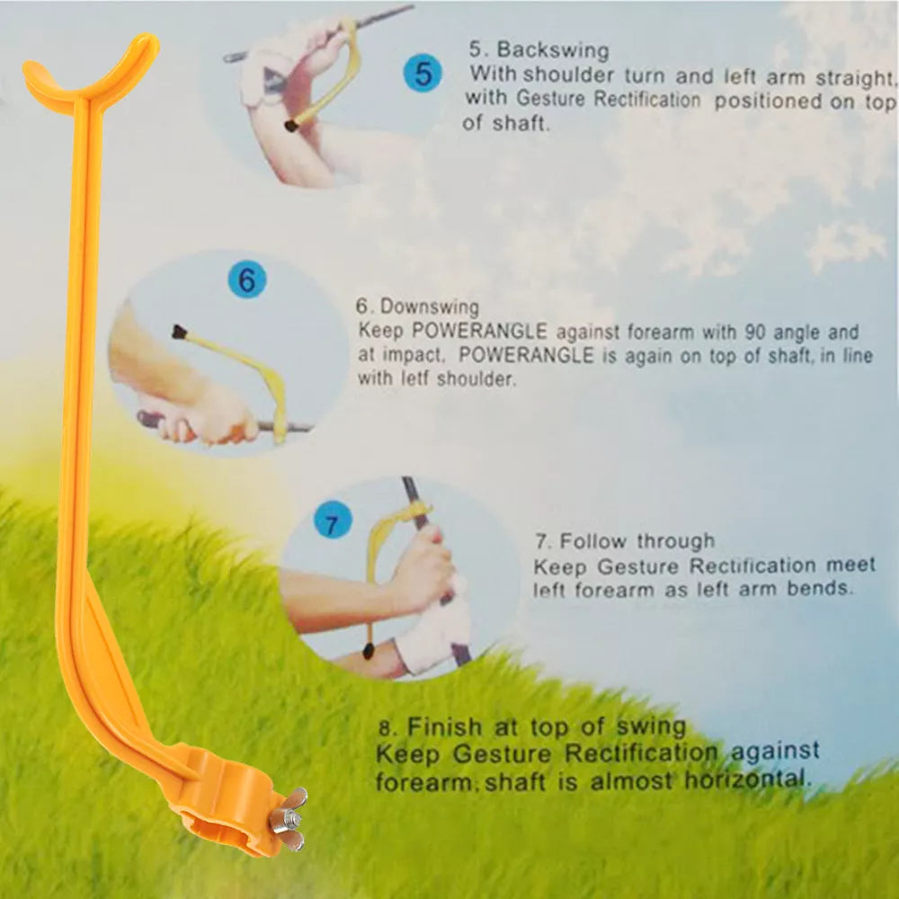 Yellow plastic golf swing trainer for improving swing accuracy and distance