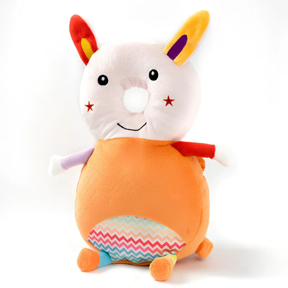 Toddler head protection pad with animal character design showing 33cm by 19cm dimensions