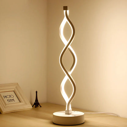 Gold and white LED desk lamp with water wave acrylic shade and aluminum body