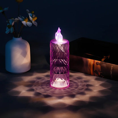 LED electronic candle light in transparent colour with diamond pattern, 15cm height