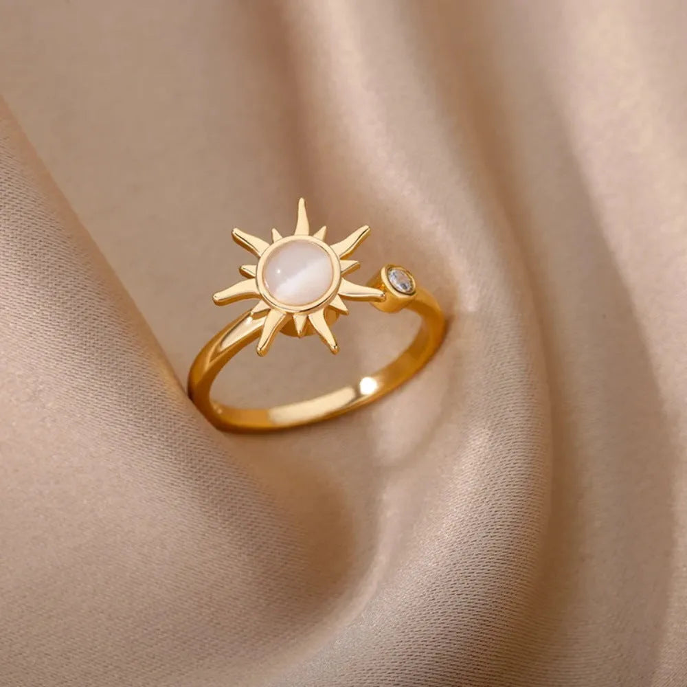 Adjustable rotatable decompression ring in gold or platinum electroplated copper