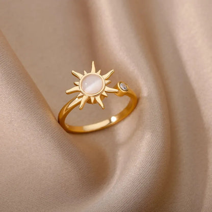 Adjustable rotatable decompression ring in gold or platinum electroplated copper
