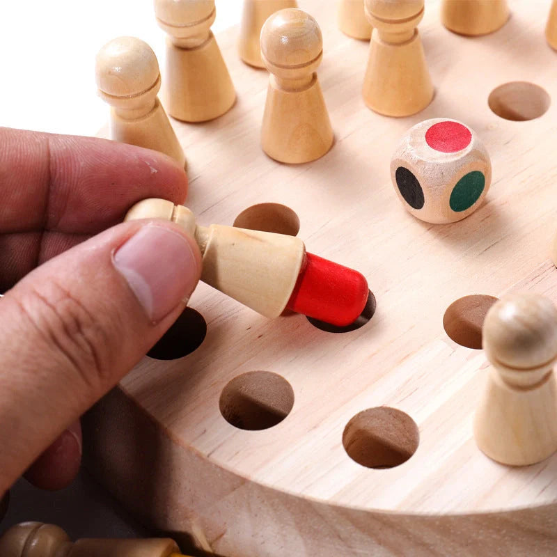 Children's wooden memory chess set for early color education