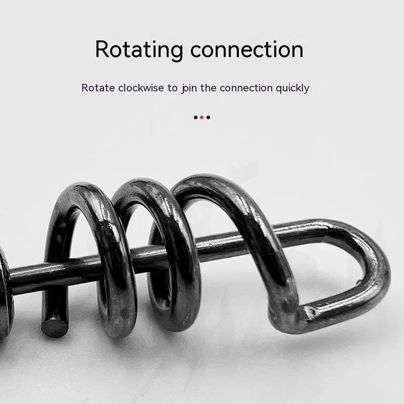Stainless steel fishing swivel connector with an 8-shaped ring design on a blue background.