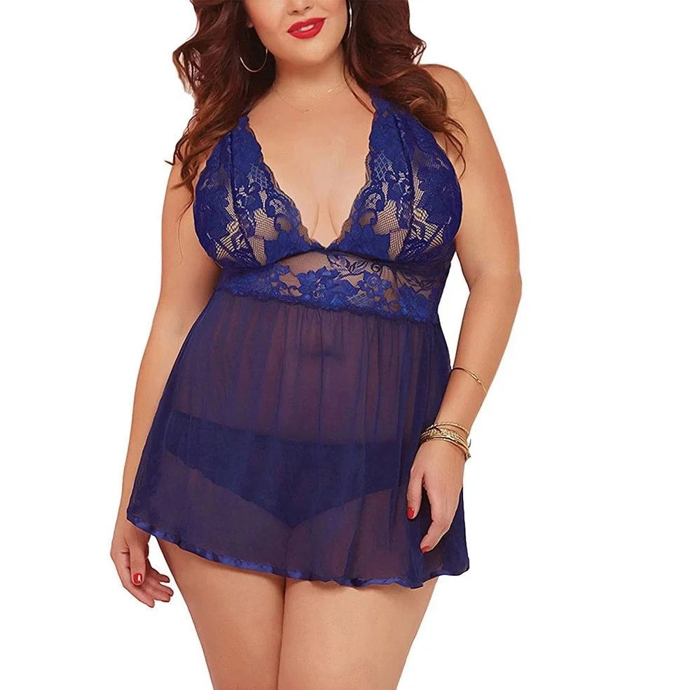 Women's plus size lingerie set in black with high elasticity belt, spandex material, no steel rings