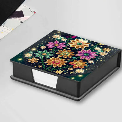 DIY diamond painting label box with cartoon design showing frameless construction and plastic material