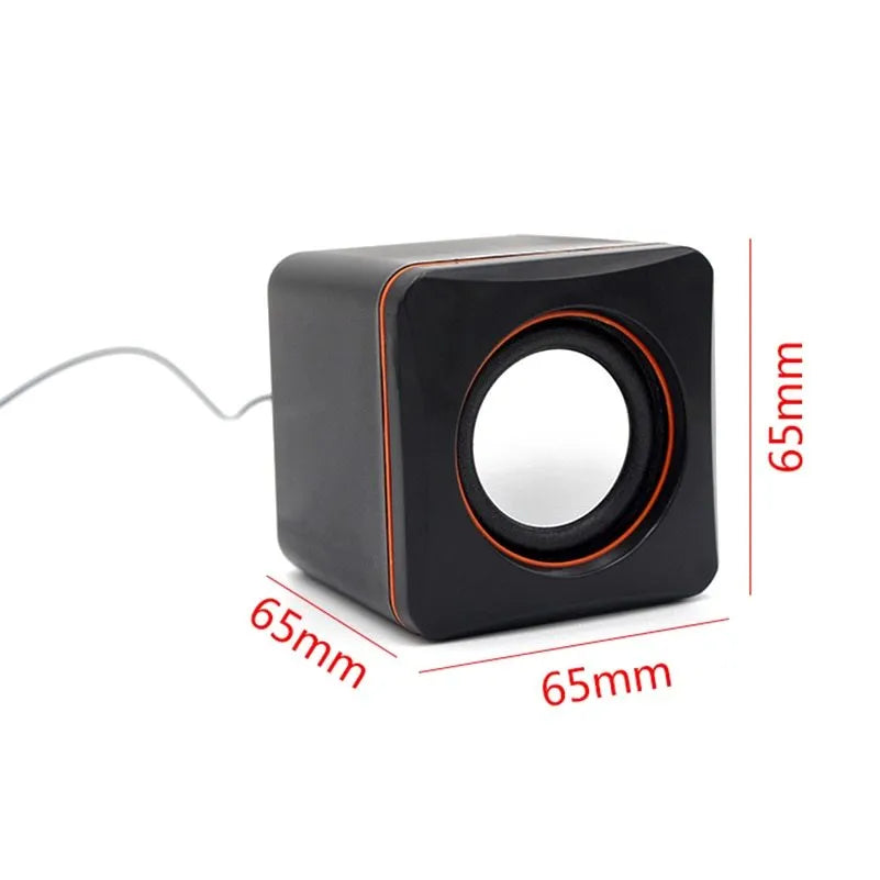 Mini portable USB wired desktop speaker with built-in loudspeaker and adjustable volume, 65 x 65 x 65 cm