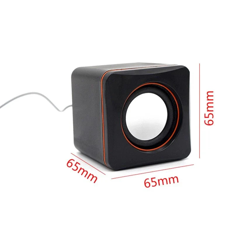Compact USB-powered desktop speaker with adjustable volume and clear sound quality
