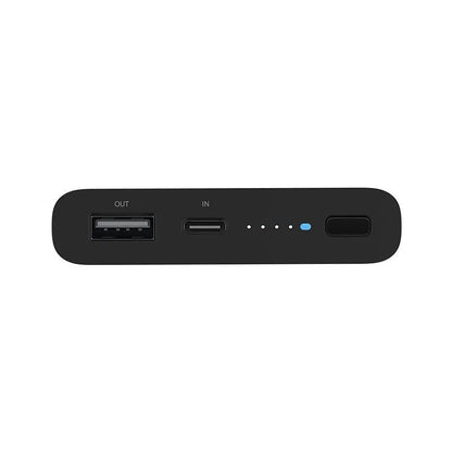 Black or white 10000mAh power bank with USB Type-C input and wireless charging surface