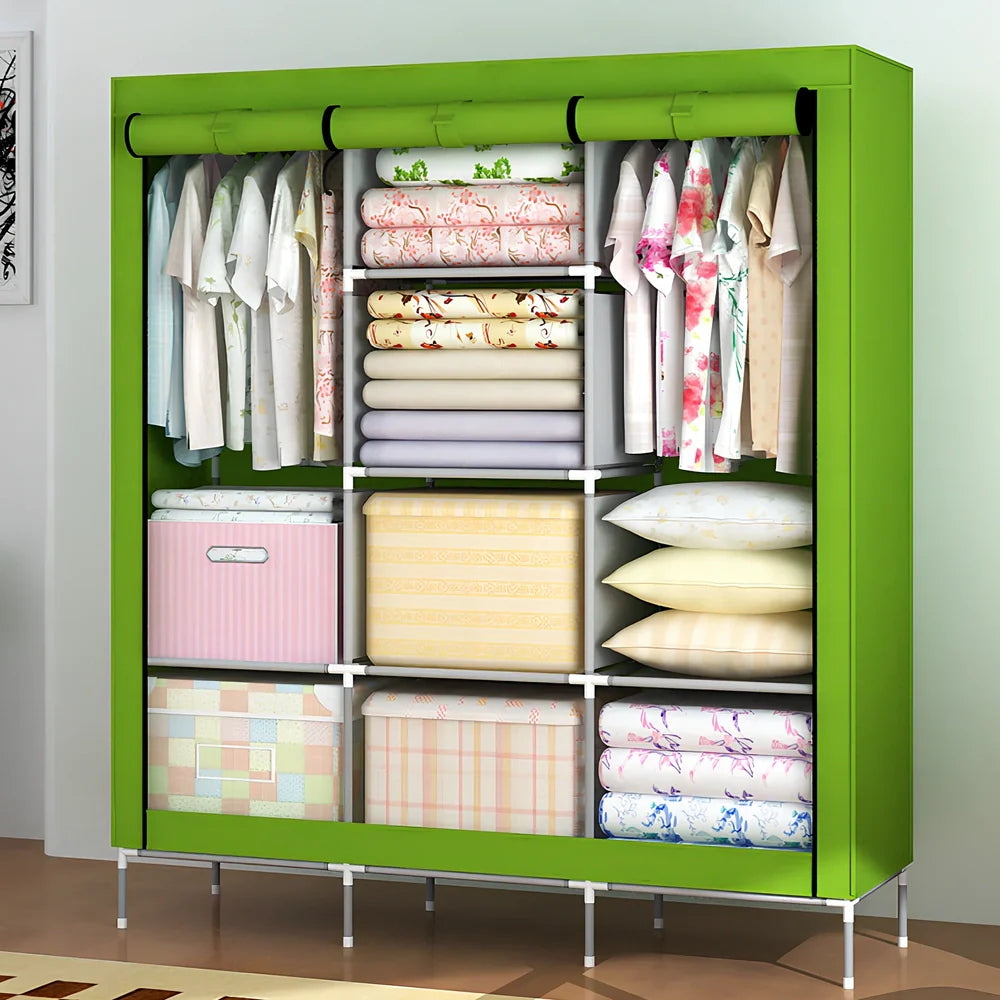 180cm wide wardrobe with zippered doors showing internal 1.8m hanging rail and adjustable feet