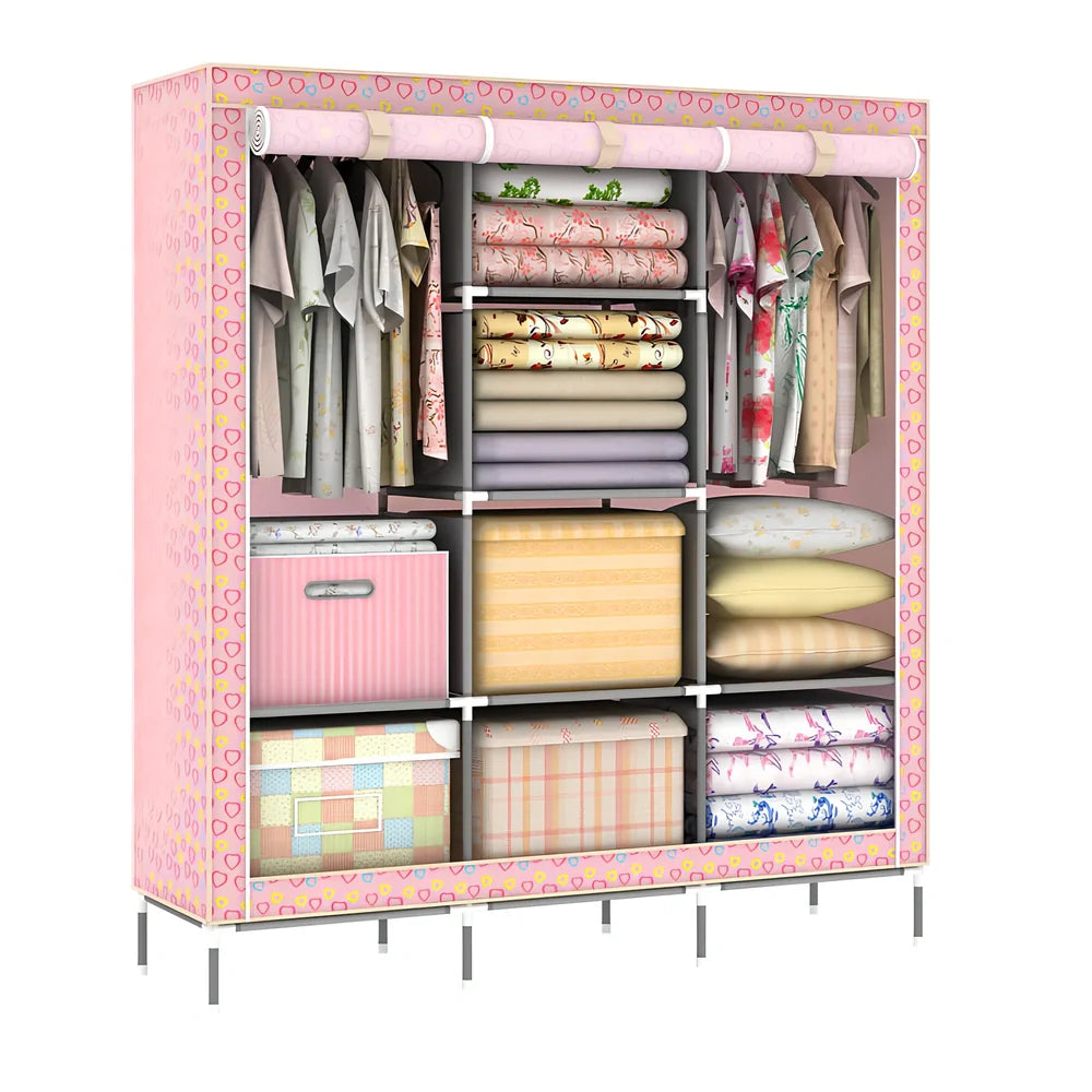 180cm wide wardrobe with zippered doors showing internal 1.8m hanging rail and adjustable feet