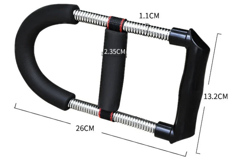 Adjustable hand grip strengthener with foam handle and spring steel components for wrist, forearm, and arm workout