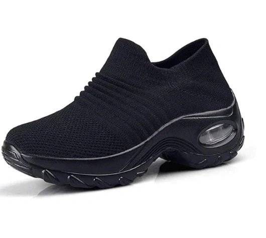 Stylish and comfortable dancing shoes with mesh upper, wedge heel, and waterproof platform