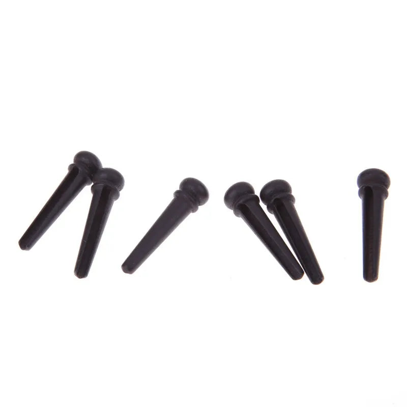 Six ebony folk guitar string nails with 5.3mm bayonet diameter for 40-42 inch acoustic instruments