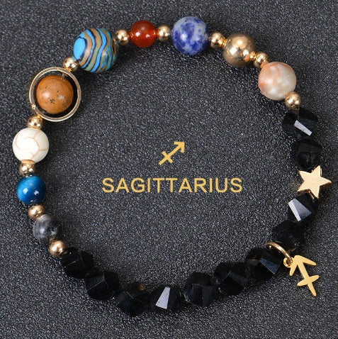 Stylish frosted stone beaded zodiac constellation bracelet for unisex wear