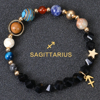 Stylish frosted stone beaded zodiac constellation bracelet for unisex wear