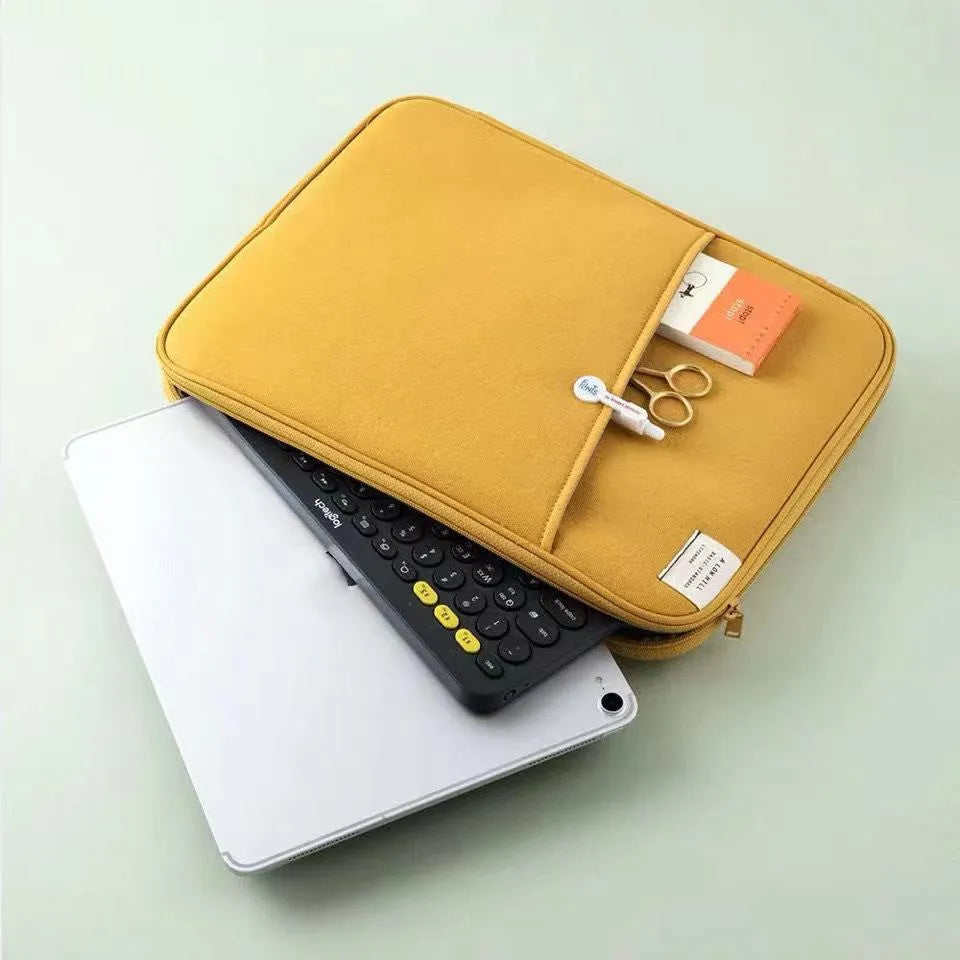 Shockproof nylon tablet clutch bag with zip flap, card slot, in brick red, ginger, mint green, navy blue or pink.