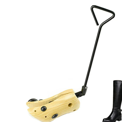 Wooden adjustable shoe expander stretching boots with measurement showing 50cm length