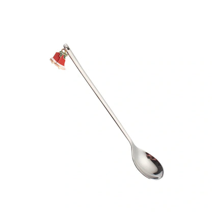Christmas serving spoon in stainless steel with silver finish measuring 135mm length