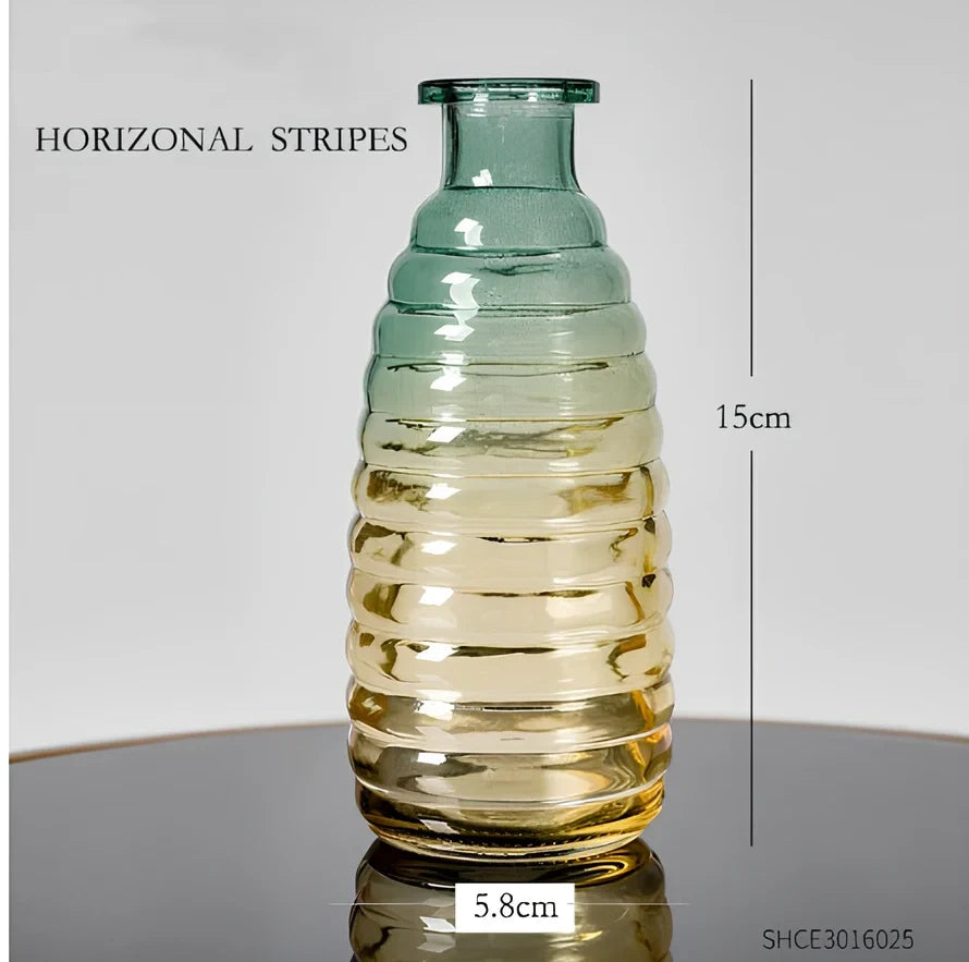 Electroplated colourful glass vase with thicker bottom in multiple sizes from 13cm to 22cm height