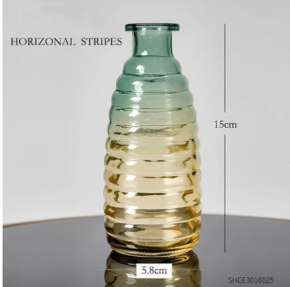Electroplated colourful glass vase with thicker bottom in multiple sizes from 13cm to 22cm height