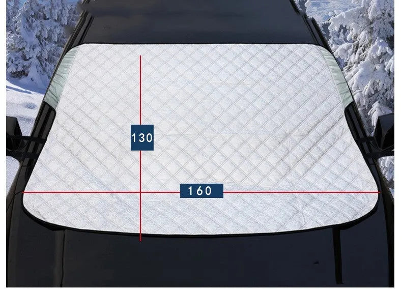 Silver coating car windscreen snow cover with winter plus cotton thick snow block design, waterproof exterior sunshade for sedan and SUV