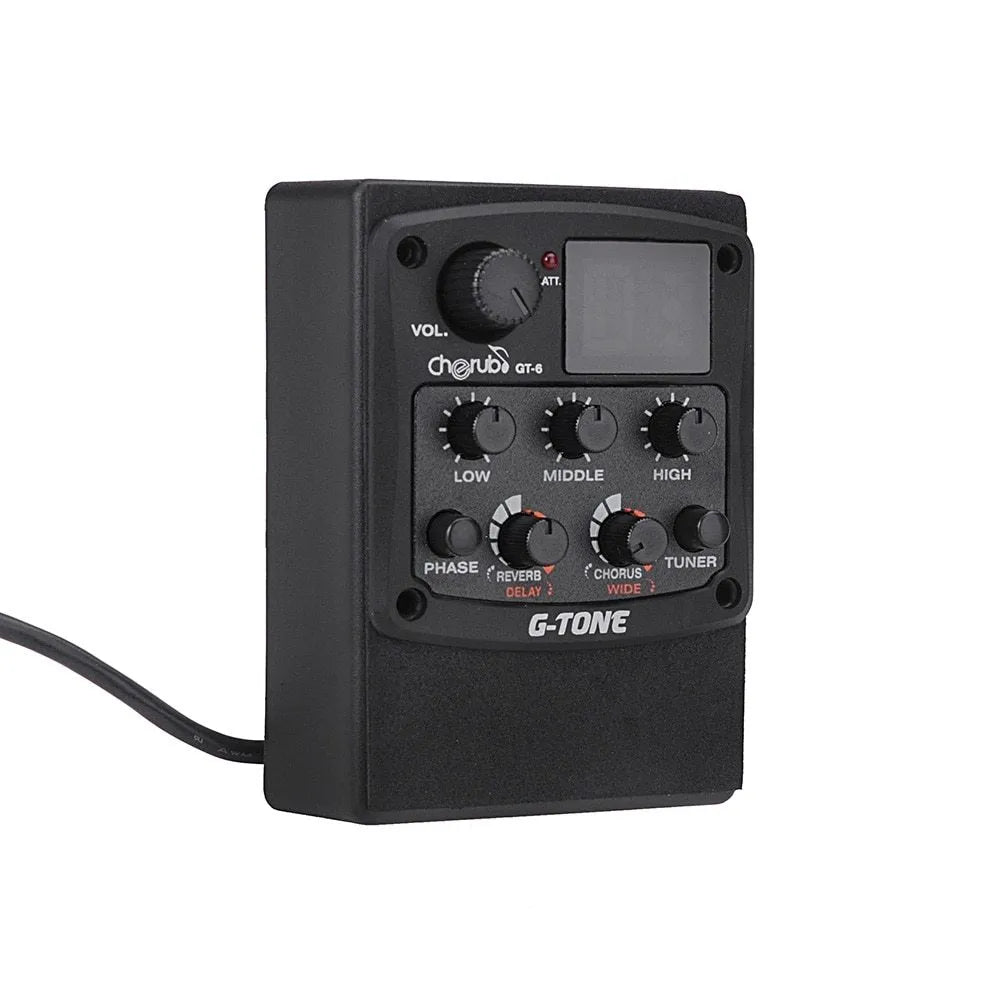 Cherub GT-6 black acoustic guitar soundhole pickup with EQ and effects knobs