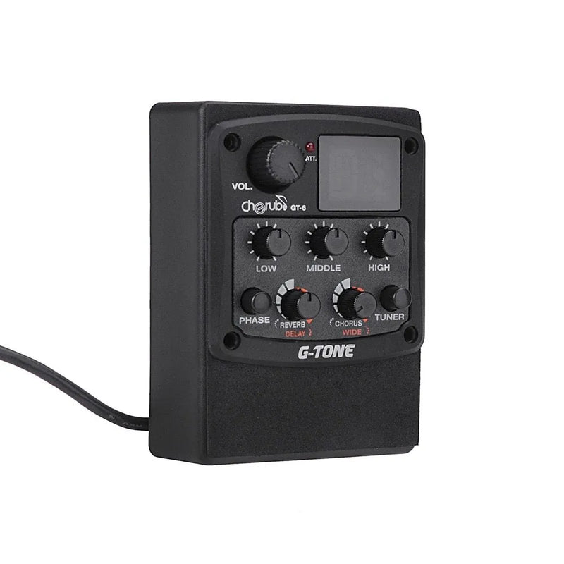 Cherub GT-6 Acoustic Guitar Pickup with 3-Band EQ, Built-in Effects, and Piezo Ceramic Pickup for Folk Guitars and Acoustic Electrics