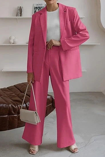 Stylish women's casual solid color suit set in various colors