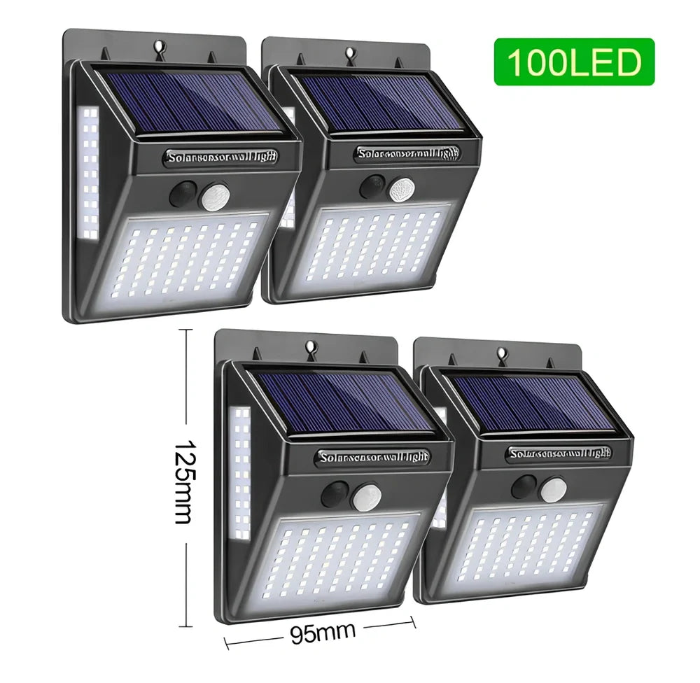 Solar sensor light in black ABS plastic with 20 LEDs and infrared motion detection, package 130x102x55mm