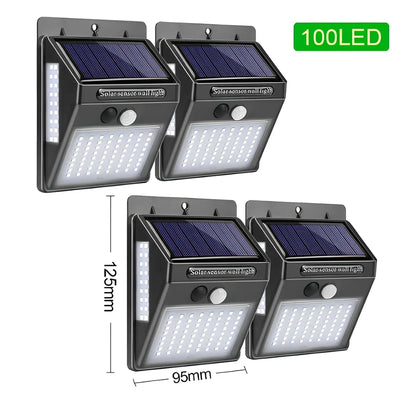 Solar sensor light in black ABS plastic with 20 LEDs and infrared motion detection, package 130x102x55mm