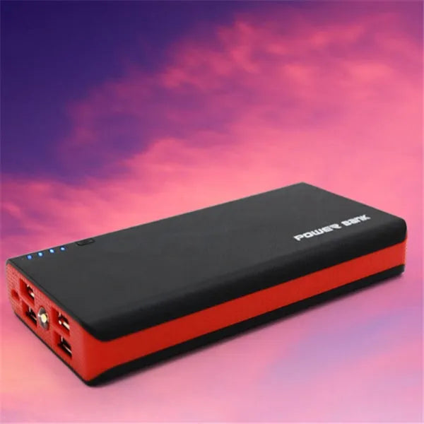 20000mAh fast charging power bank in blue colour showing dimensions 145mm by 68mm by 22mm