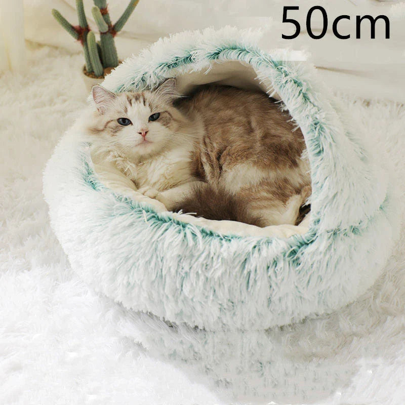 Cozy pet bed with plush and warm fabric for cats and dogs