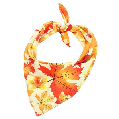 Cozy Thanksgiving-themed pet collar made of absorbent cloth material to catch drool and prevent messes during the holiday festivities.