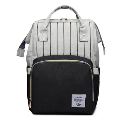 Oxford maternity nappy bag with 16-20L capacity, anti-theft design, bottle area, and multiple colour options