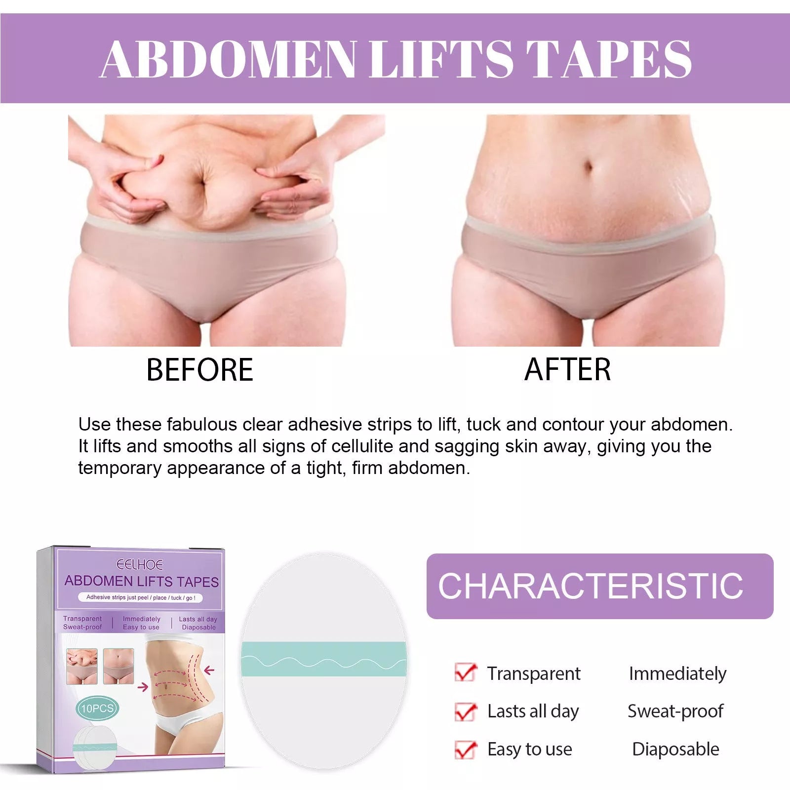 Eelhoe Abdomen Lifting Tapes for instant firming and contouring