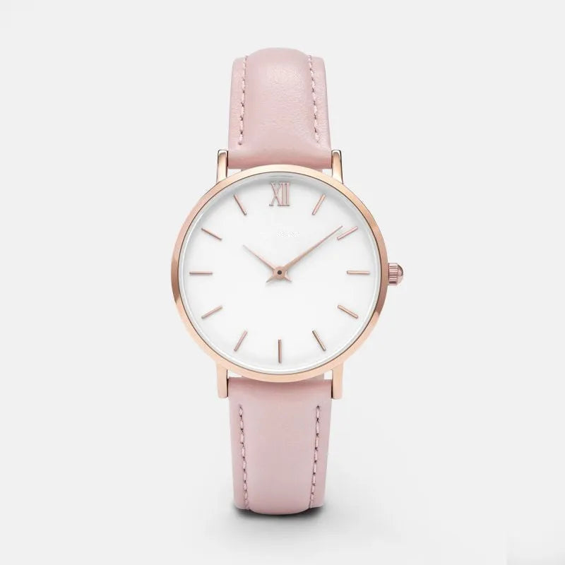 Women's square quartz watch with alloy case and PU leather strap in multiple colour options
