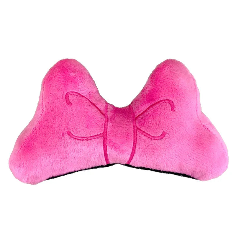 Plush bow tie helmet decoration in bright red colour with adjustable strap for motorcycle or ski helmets