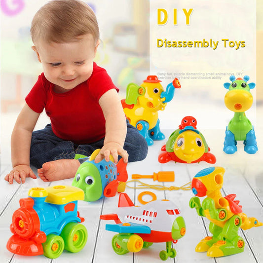 Hands-on STEM toy with various vehicle model components that can be disassembled and reassembled