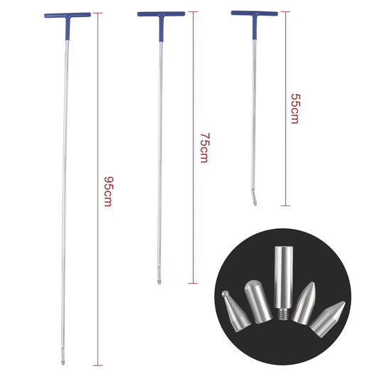 Three alloy steel dent repair crowbars with different hook sizes for automotive bodywork maintenance