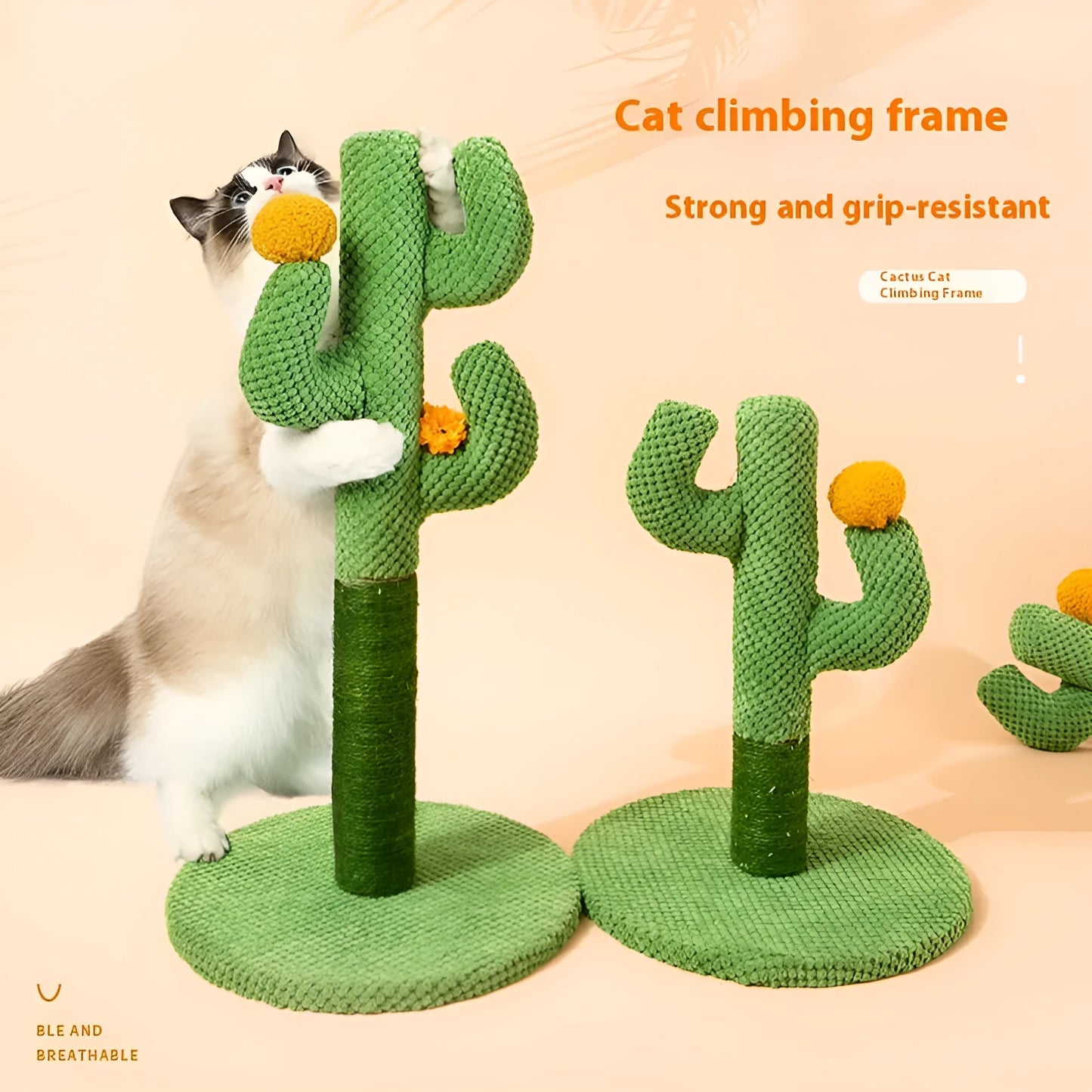 Masson cactus design cat scratching pole and a flat coconut tree sisal scratch board for cats.