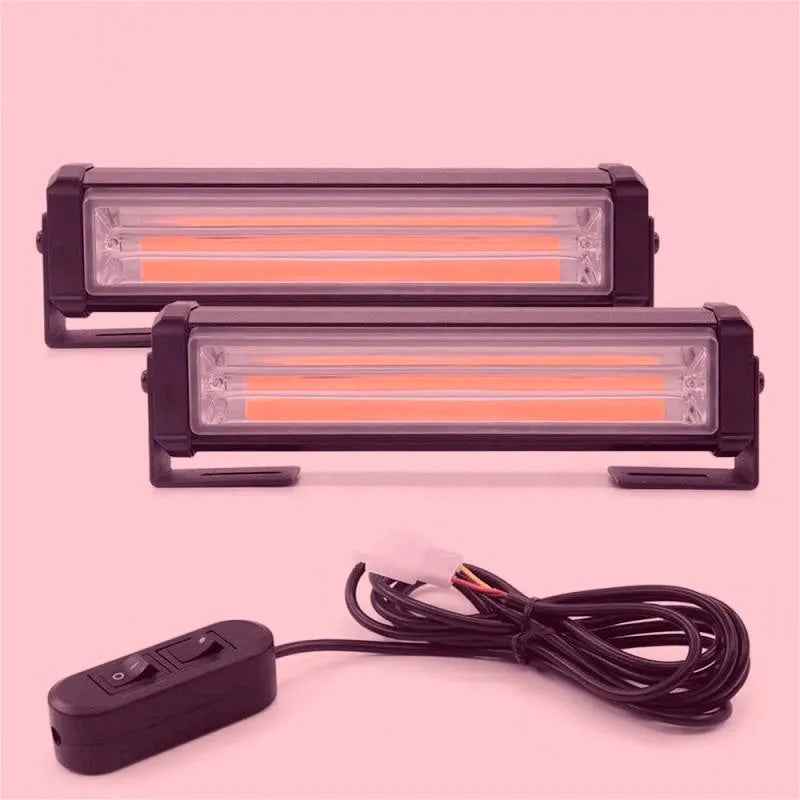 Yellow 208 model vehicle strobe warning light with aluminium alloy housing and drag two middle net design